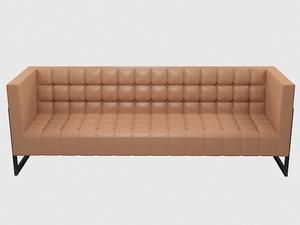 Диван триместен БАТАК BOX 03- снимка на дивана отпред, светло кафяв цвят на дамаската