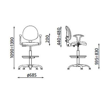 Работен стол СМАРТ хром- схема, размери