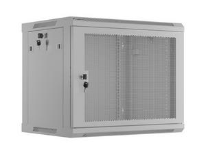 Комуникационен шкаф Lanberg rack cabinet 19' wall-mount 9U/600x450 with perforated door grey (flat pack)