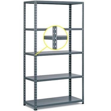 Метален стелаж FRT сив 90х40х172 см - товароносимост на рафт 70 кг, безболтов монтаж, сив