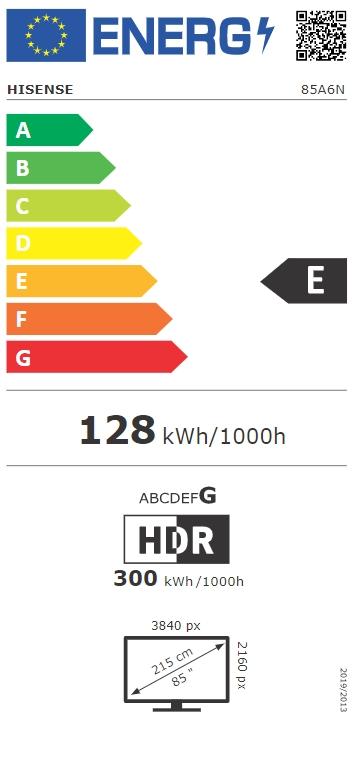Телевизор Hisense 85' A6N, 4K Ultra HD 3840x2160, DLED, DFA, Precision Colour, HDR 10+, HLG, Dolby Vision, DTS Virtual X, Smart TV, WiFi, Light Sensor, Gaming Mode, 1xHDMI2 eArc, 2xHDMI, 2xUSB, LAN, CI+, DVB-T2/C/S2, Black