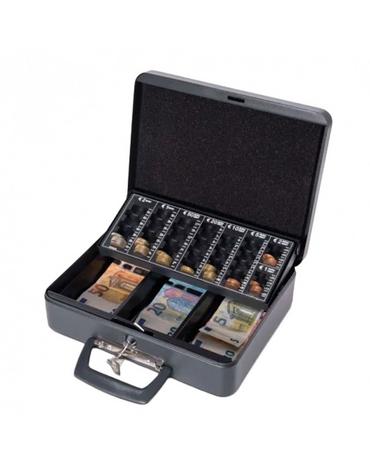 Метална кутия с евро монетник 300х258х90 мм - отворен, пълен