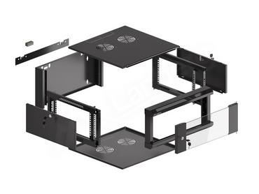 Комуникационен шкаф Lanberg rack cabinet 19' wall-mounted 4U 600 fast assembly (flat pack) black