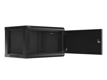 Комуникационен шкаф Lanberg rack cabinet 19' wall-mount 6U/600x450 for self-assembly with metal door black (flat pack)