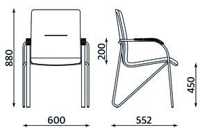 Посетителски стол САМБА -схема, размер