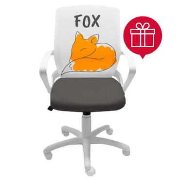 Детски стол ЛИСИЧКА със сива седалка и пиктограма за подарък