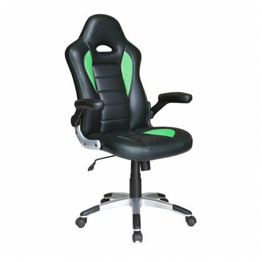 Геймърски стол ДАРИАН-снимка отстрани, зелено с черно