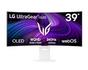 Монитор LG 39GX90SA-W, 39', OLED UltraGear 21:9 Curved Smart, IPS 0.03 ms, WQHD (3440x1440), 240Hz, HDR 10, 1500000:1, 250 cd/m2, DCI-P3 98.5%, USB 3.0, VRR, Free-sync, G-Sync, USB-C, PD 65W, HDMI, DP, PBP, Speakers, LG Switch, Height, Swivel, Tilt, White
