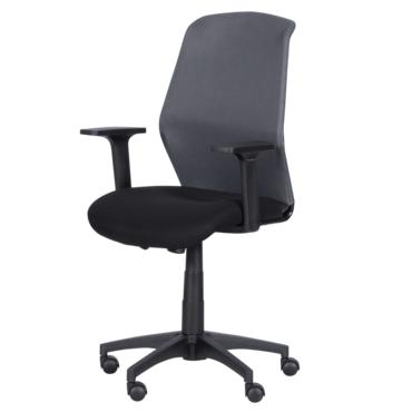 Работен стол ЗЛАТАН- сив с черно, дамаска, полипропиленова кръстачка