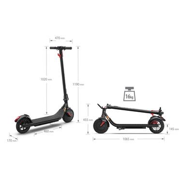 Електрически скутер Sharp Electric Scooter, Range per charge: 25 km, LED Display, USB Charging Port, Bluetooth, IPX4 certification, Wheel size: 8.5', Dual brake systems, Wooden illuminated deck, Max load: 120 kg, Black + Sharp Phone Holder