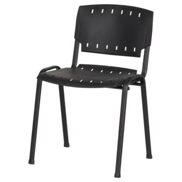 Посетителски стол ПАНАЙОТ- снимка отстрани, черен полипропилен