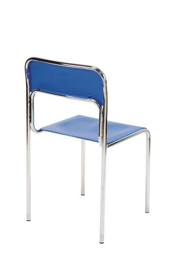 Посетителски стол КОРТИНА-сниман отзад, син цвят, хромирана рамка