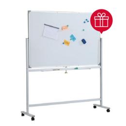 Бяла магнитна дъска 90х120 см мобилна с подарък комплект маркери