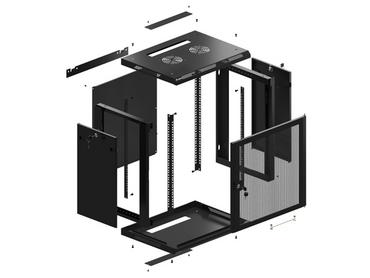 Комуникационен шкаф Lanberg rack cabinet 19' wall-mount 12U/600x450 with perforated door black (flat pack)