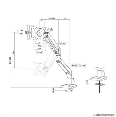 Стойка Neomounts by Newstar Next Slim Desk Mount, single display (topfix clamp & grommet)