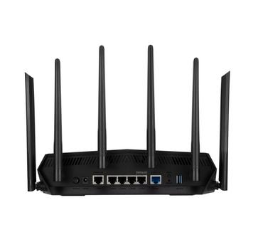 Рутер Asus Gaming Wireless TUF Router AX6000, Dual-Band, Quad-Core 2.0GHz CPU, 256MB/512MB Flash/RAM, 2.5G dual-port, AiProtection Pro, Adaptive QoS, VPN Fusion, IPTV, OFDMA, MU-MIMO, Beamforming, Link Aggregation, Port forwarding, AiM, Black