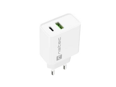 Адаптер Natec USB Charger Ribera 1X USB-A + 1X USB-C 20W, White