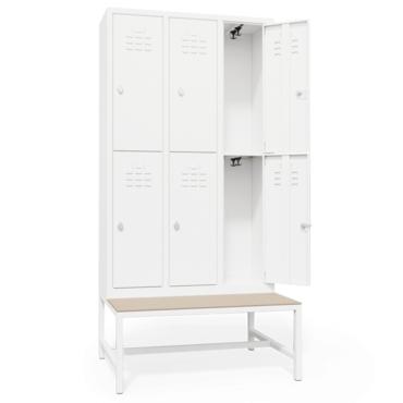 Метален гардероб с пейка BTL CR с 6 отделения 200х98х77 см - сниман отпред, празен, с отворени врати