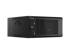 Комуникационен шкаф Lanberg rack cabinet 19' wall-mounted 4U 600 fast assembly (flat pack) black