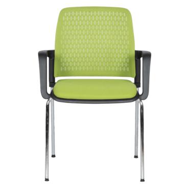 Посетителски стол КАВО-сниман отпред, зелен цвят, черни подлакътници