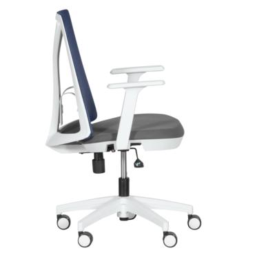 Работен стол ЗЛАТИ- сив- син цвят, бяла база, ергономичен