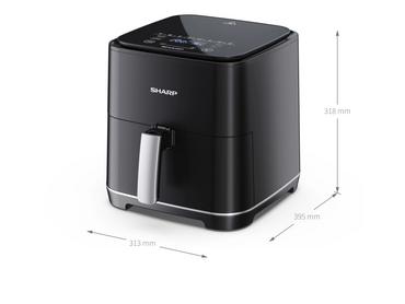 Уред за здравословно готвене Sharp AF-GS552AE-B Air Fryer, 5.5L Frying Basket, 1650 W, Digital Programme Control, 8 Pre-set Programmes, Pre-heat, Reheat, Keep warm, Cook from frozen, Black