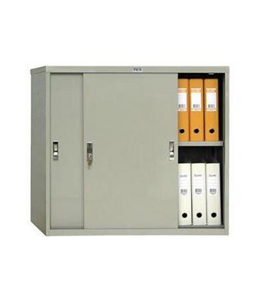 Архивен шкаф 83.2x91.5x45.8 см - с плъзгащи врати - отворен, пълен с класьори