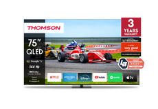 Телевизор Thomson Smart QLED Pro TV 75'; Google TV; 3840 x 2160 (4K UHD), 4000:1, QLED, 144 Hz, DVB-T/T2/C/S/S2, HDR10, Wi-Fi, Bluetooth, LAN, HDMI 2 (2.0) + 2 (2.1), USB 2 (2.0) + 1 (3.0), Central Swivel Stand, Black