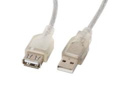 Кабел Lanberg extension cable USB 2.0 AM-AF,  1.8m, transparent ferrite