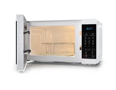 Микровълнова печка Sharp YC-MG02E-W, Fully Digital, Built-in microwave grill, Grill Power: 1000W, Cavity Material -steel, 20l, 800 W, LED Display Blue, Timer & Clock function, Child lock, White door, Defrost, Cabinet Colour: White