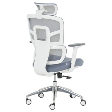 Директорски стол ГЕНАДИ- снимка отзад, син цвят, бяла полипропиленова рамка