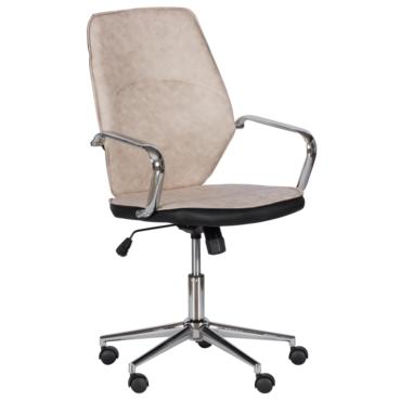 Работен стол ИВАН -сниман отпред, еко кожа, хром. база