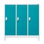 Метален гардероб с 3 отделения 120x40x120 см 4 цвята, тюркоаз, затворен, сниман отпред