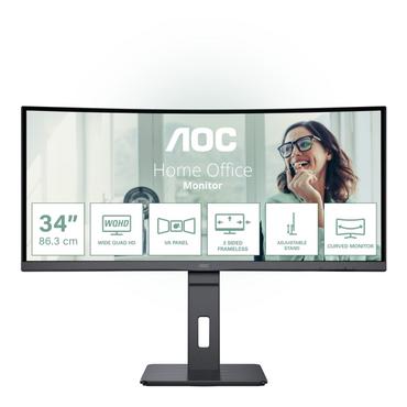 Монитор AOC CU34P3CV, 34' VA WLED, Curved 1500R, 3440x1440@100Hz, 4ms GtG, 1ms MPRT, 300cd m/2, DCR 3000:1, 50M:1, AdaptiveSync, FlickerFree, Low Blue Light, 5Wx2, Tilt, Height Adjust, Swivel, HDMI, DP, USB hub