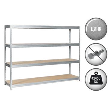 Метален стелаж BTL с 4 МДФ рафта, размери 177x240x45 см