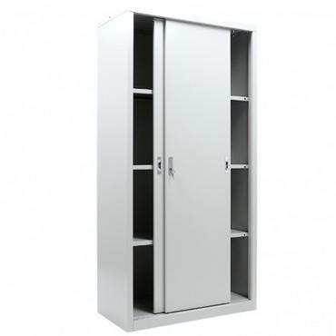 Архивен шкаф PMT с 4 отделения  183х91.5х45.8 см - с плъзнати двете врати в средата, празен, сниман отпред