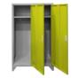Метален гардероб BTL с 2 отделения 80x40x140 - жълт, сниман отпред, двете врати отворени