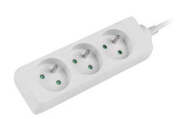 Разклонител Lanberg power strip 1.5m, 3 sockets, french quality-grade copper cable, white