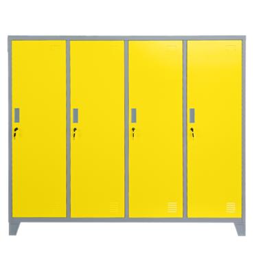 Метален гардероб BTL JZ с 4 отделения 150x159x40 см жълт с 4 затворени врати и заключване