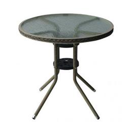 Ратанова маса бежова ЕВА- сив цвят на ратана, стъклен плот