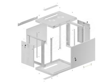Комуникационен шкаф Lanberg rack cabinet 19' wall-mount 9U/600x450 for self-assembly with metal door grey (flat pack)