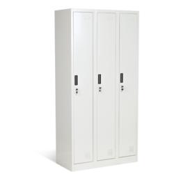 Метален гардероб BTL L с 3 отделения 185х90х45 см - сив, сниман отпред, затворени врати