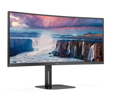 Монитор AOC CU34V5C/BK, 34' Curved 1500R VA WLED, 3440x1440@100Hz, 4ms GtG, 1ms MPRT, 300cd m/2, 3000:1, 20M:1 DCR, Adaptive Sync, FlickerFree, Low Blue Light, 5Wx2, Tilt, Height Adjust, Swivel, HDMI, DP, USB hub