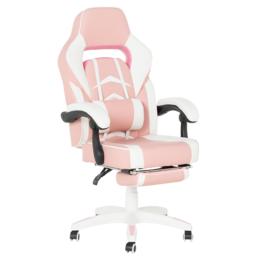 Геймърски стол ЖИЗЕЛ- бяла база, еко кожа