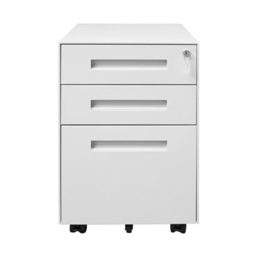 Метален контейнер Z BTL с 3 чекмеджета - сниман в профил, затворени врати, бял