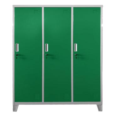 Метален гардероб детски BTL JZ с  3 отделения  150x120x40 см- затворен, зелен