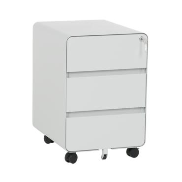 Метален контейнер E BTL с 3 чекмеджета - сниман под ъгъл, със затворени чекмеджета, сив цвят