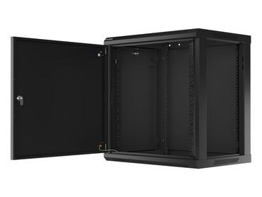 Комуникационен шкаф Lanberg rack cabinet 19' wall-mount 12U/600x450 for self-assembly with metal door black (flat pack)