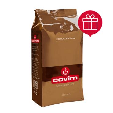 Кафе Covim Orocrema 1 кг зърна с пиктограма за подарък