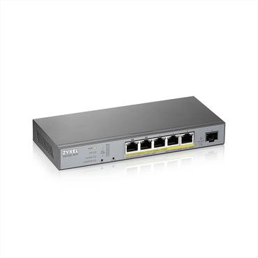 Комутатор ZyXEL GS1350-6HP, 6 Port managed CCTV PoE switch, long range, 60W, 802.3BT